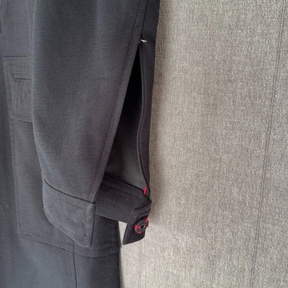 Vintage Y2K Hilfiger Black Stretch Cotton Long Military Midi Coat Size X-Large - Picture 11 of 17